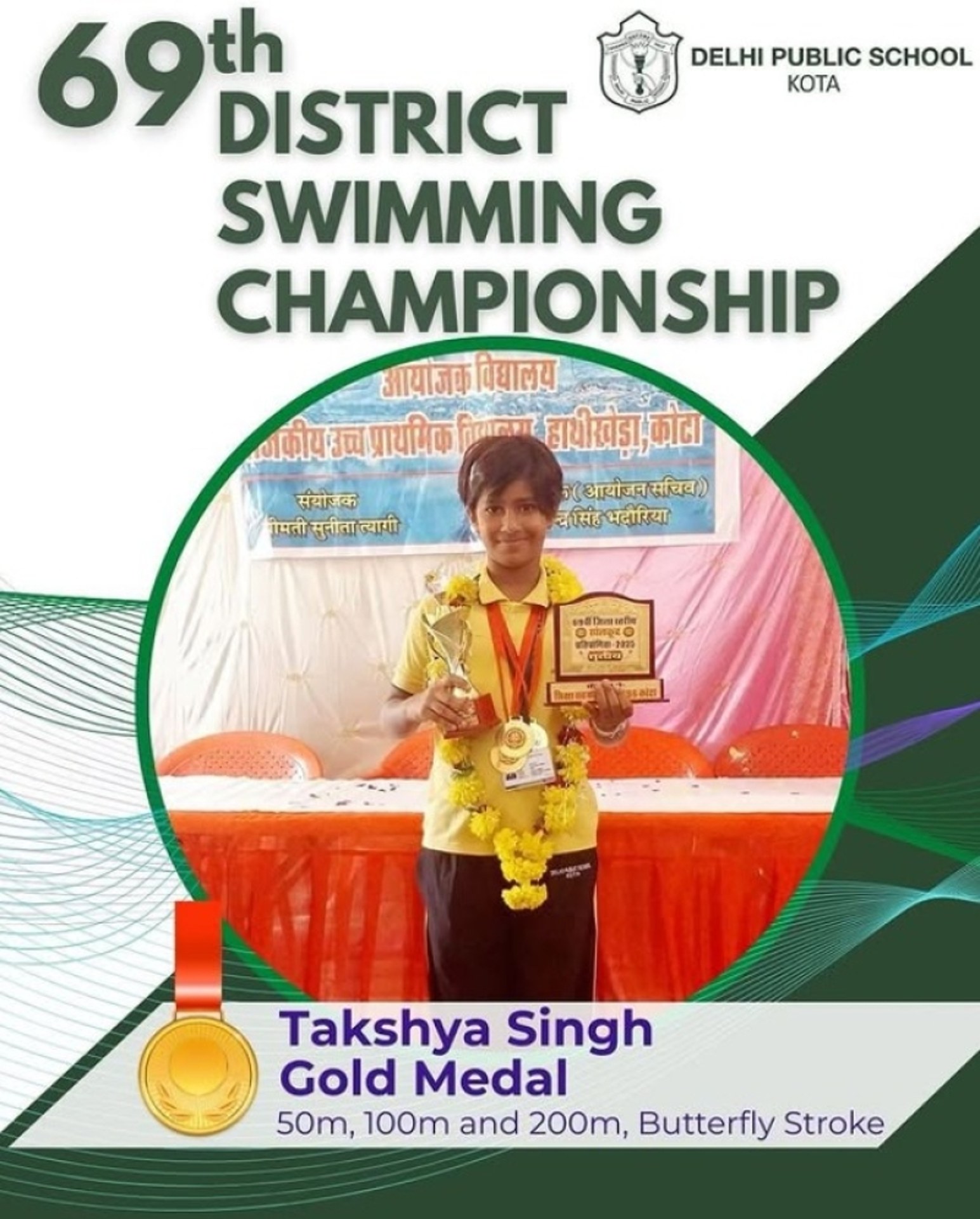 69th district swimming championship- Takshya Singh