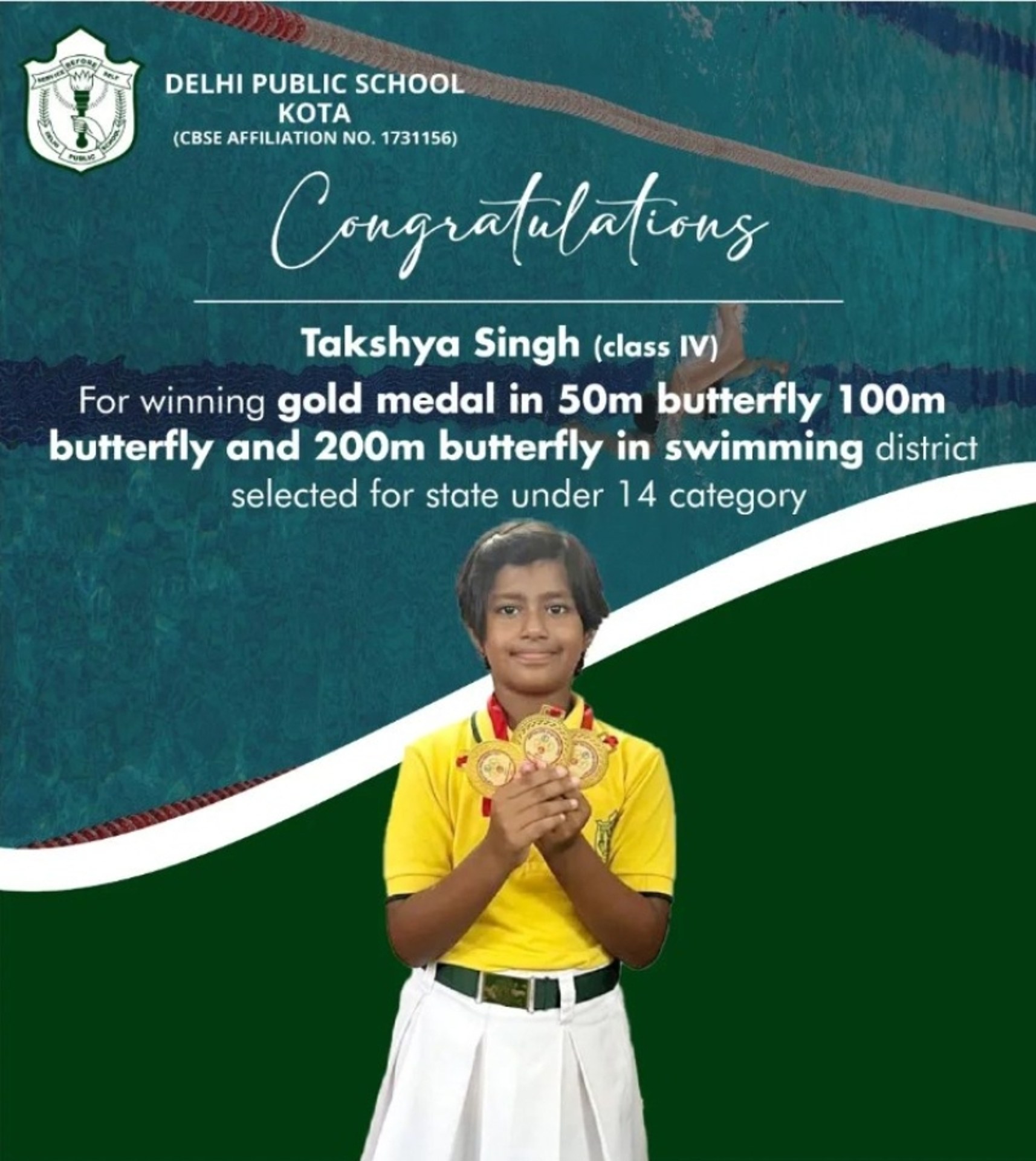 Proud Moment- District 3 Gold Medals in Swimming