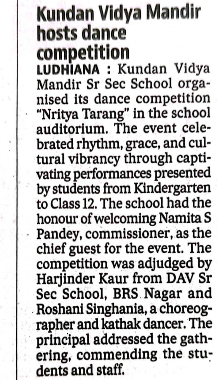 KUNDAN VIDYA MANDIR HOSTS DANCE