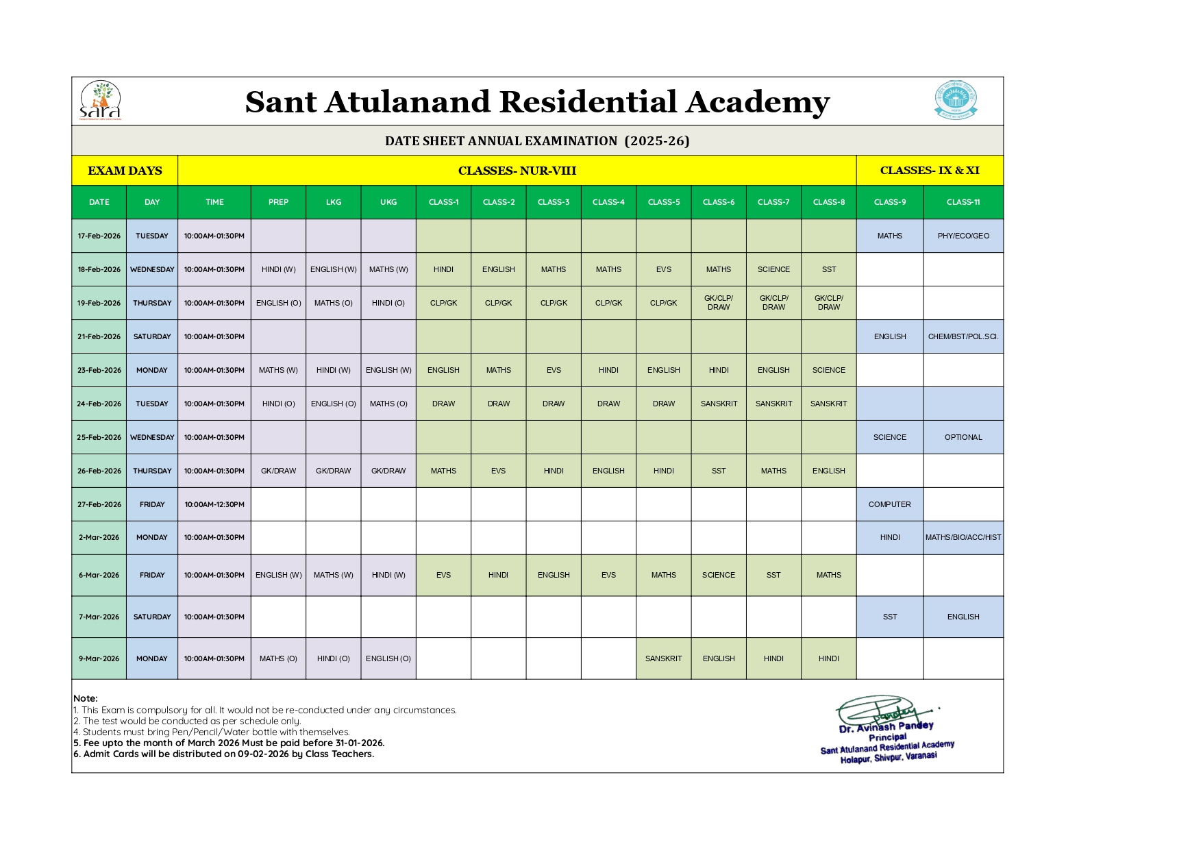 ANNUAL EXAM DATES-2025_2026