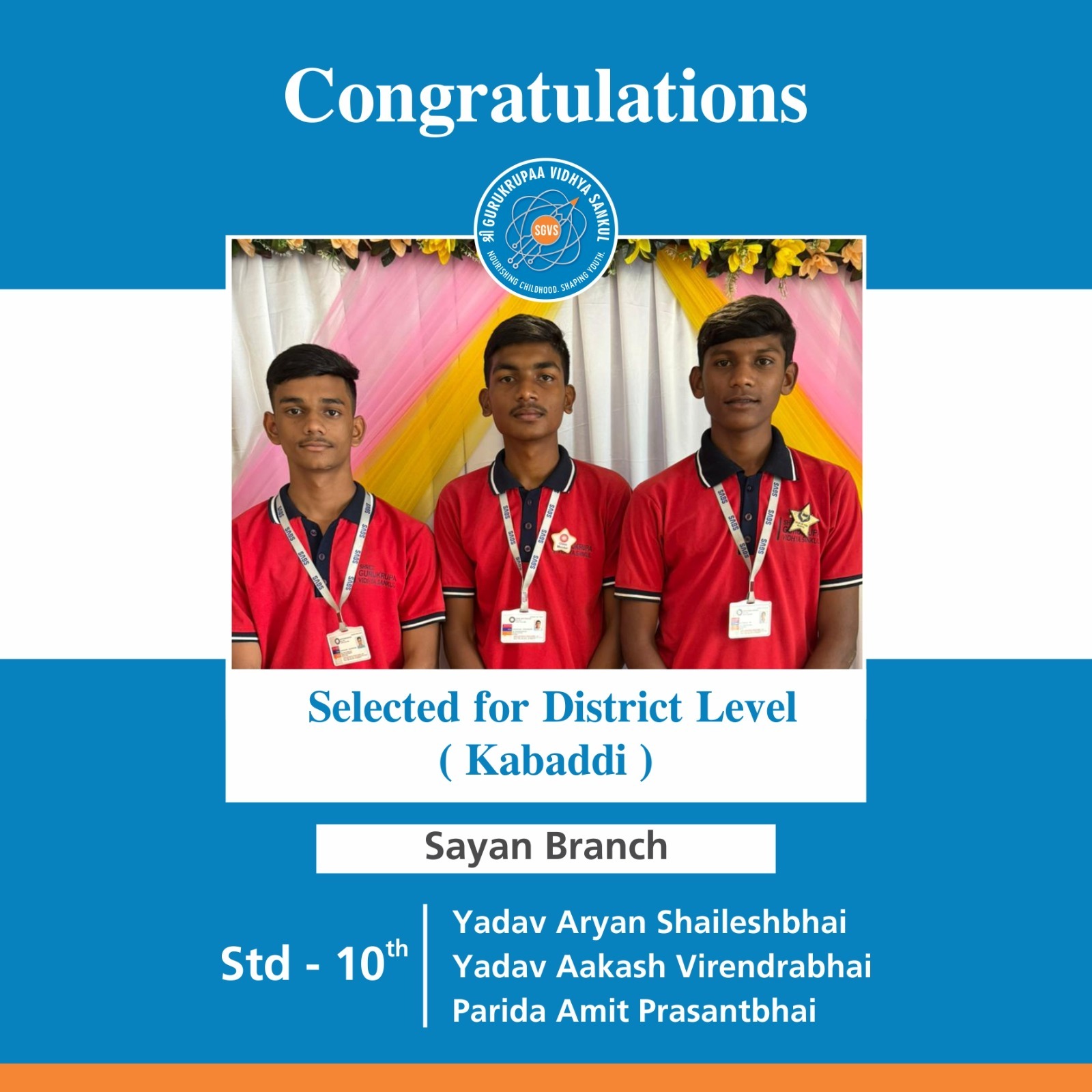 KHO KHO U 17 Boys Selected For District Level