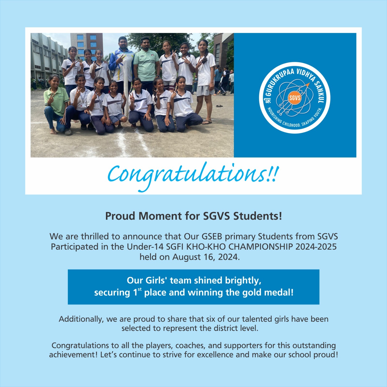 KHO KHO U 17 Boys Selected For District Level